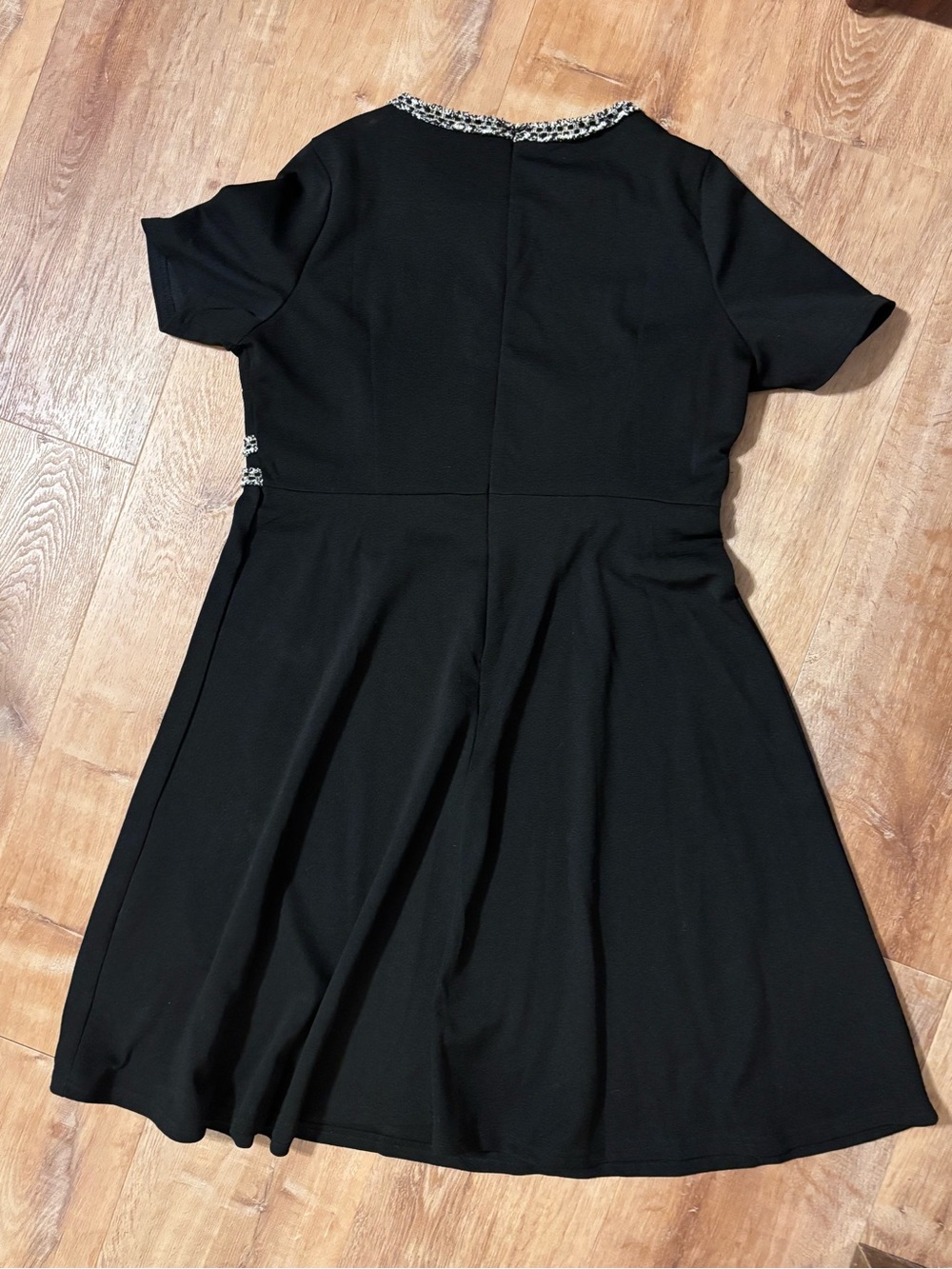 Plus size Black Fit-and-Flare Dress with tweed trim 1X **2 for 20** - Picture 8 of 11